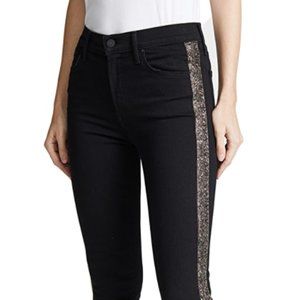 Mother Rascal Mid-Rise Ankle Fray Embellished Jean